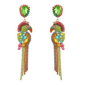 Parrot earrings multicolor jewels dangle tropical bird or paradise birds parrots